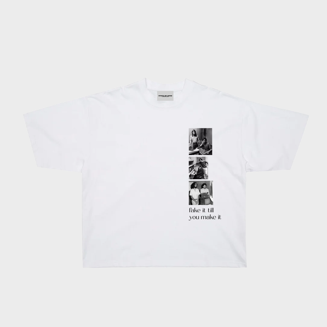 Fake It Till You Make It Oversized Tee - White