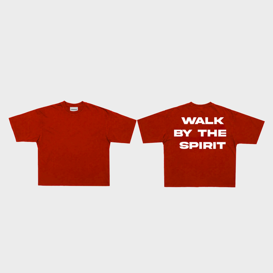 Walk By The Spirit Boxy Cropped Tee (Red)