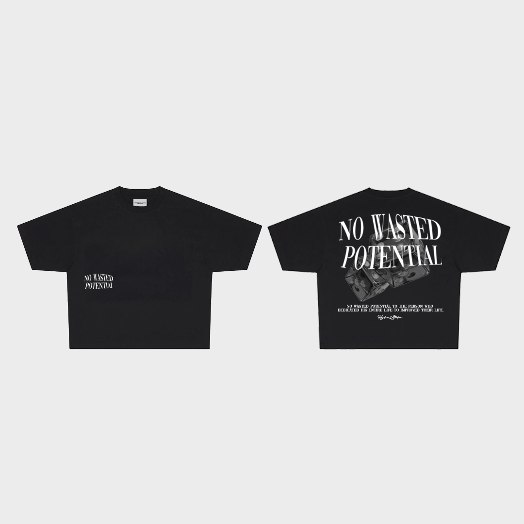 No Wasted Potential Basic Oversized Tee (Black)