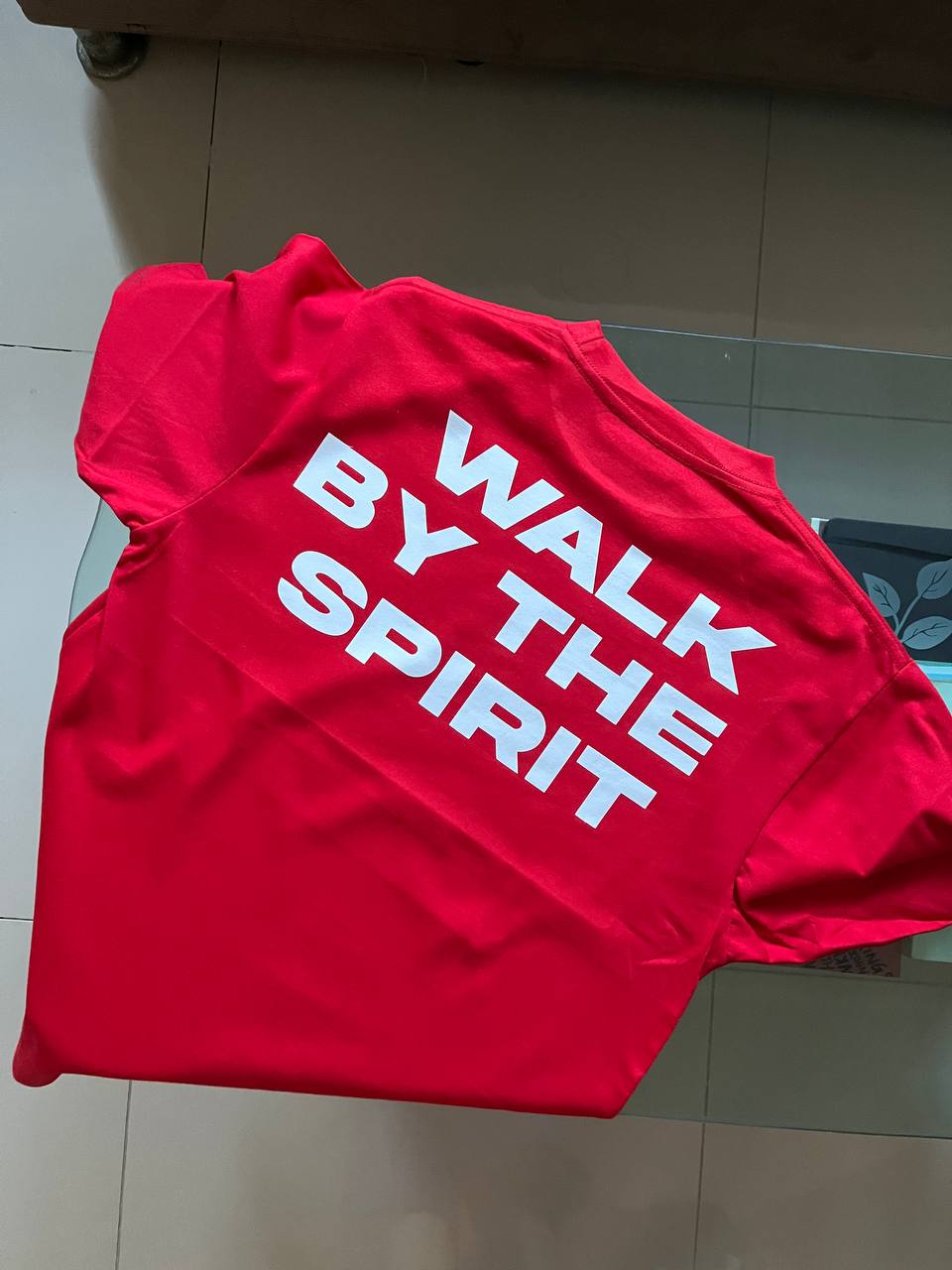Walk By The Spirit Boxy Cropped Tee (Red)
